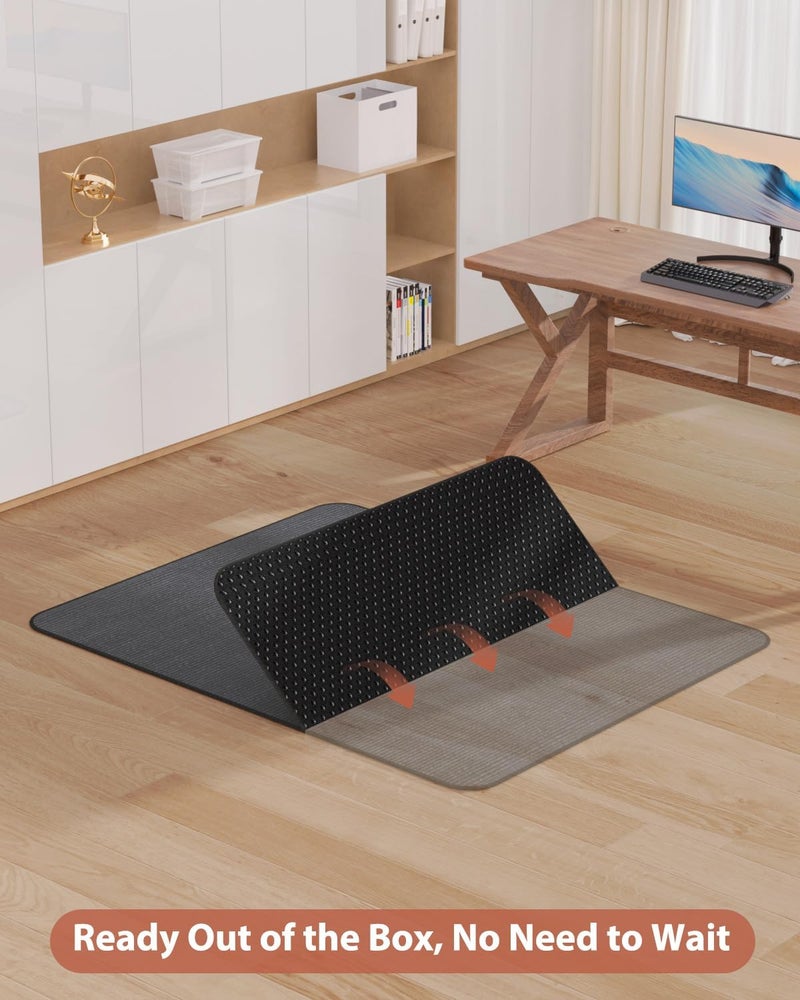 Blvornl Office Chair Mat for Hardwood Floor and Low Pile Carpet, 35" x 55" Corduroy Surface Desk Rolling Chair Mat for Hard Floors, Heavy Duty Carpeted Floor Protector Rug for Home Office, Dark Grey - Image 2